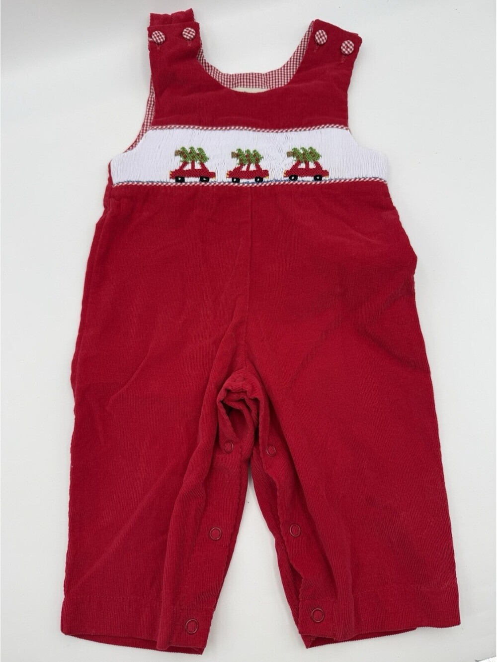Smockingbird Smocked Holiday Christmas Tree Car Longall Boy's Size 9 Month